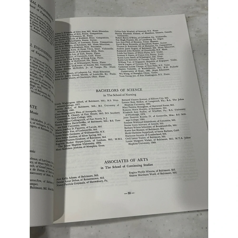 1986 Johns Hopkins University Commencement Program Conferring of Degrees VINTAGE